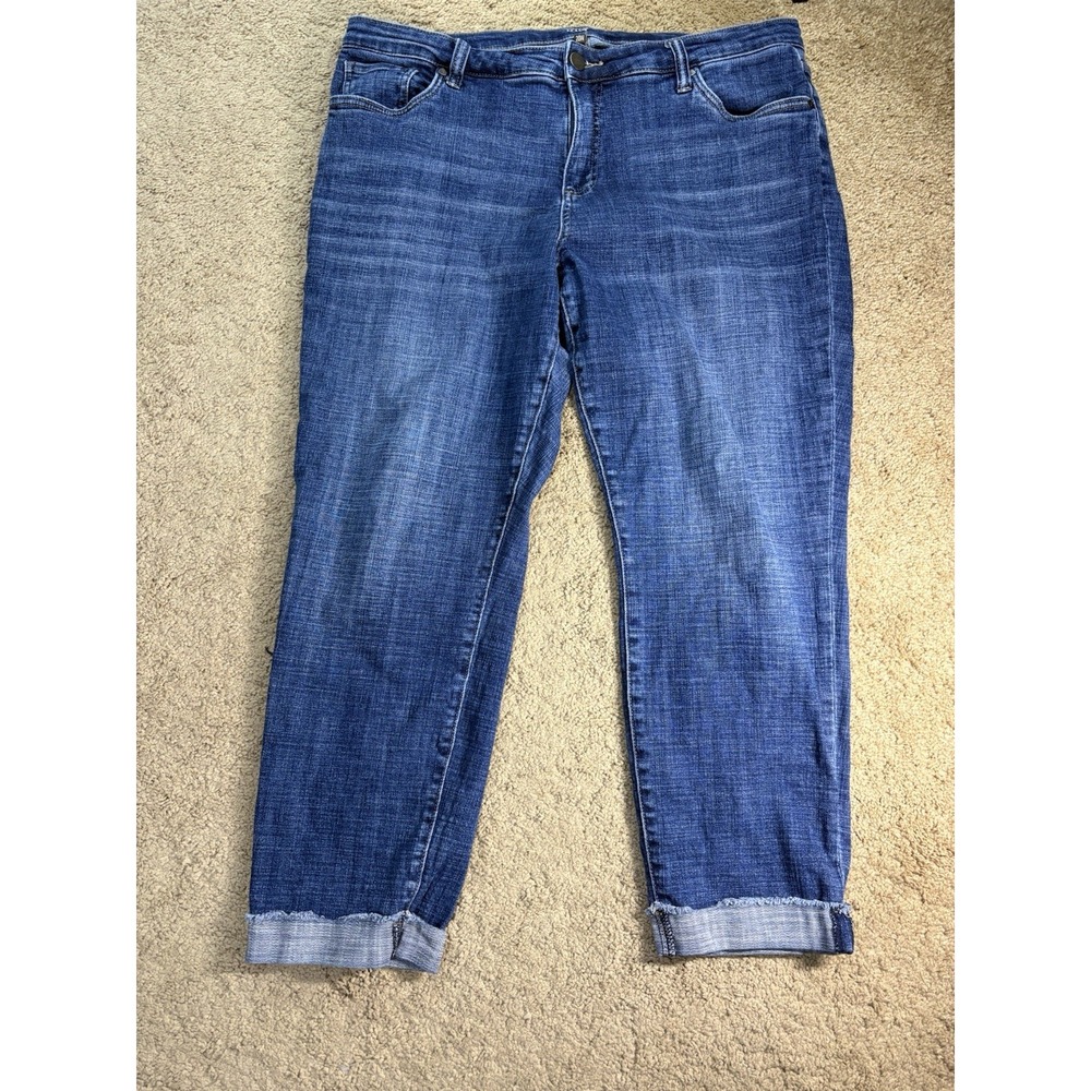 Kut from the Kloth Ankle Straight Leg Cuffed Jeans Women 20W Blue Denim - Picture 1 of 8